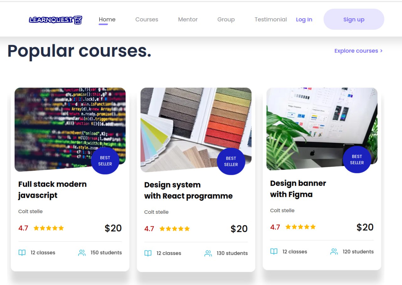 Courses page demo