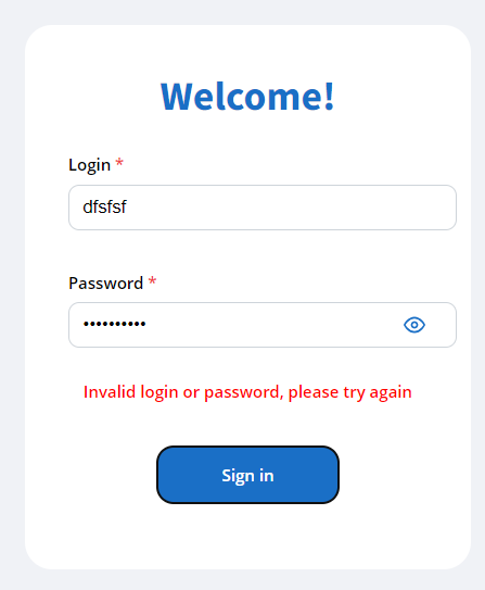 Login page