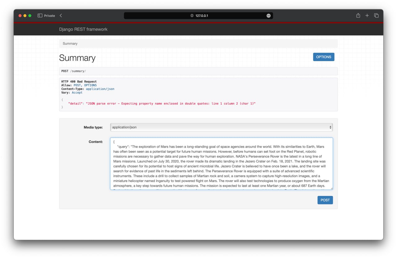 Text summarizer procedure